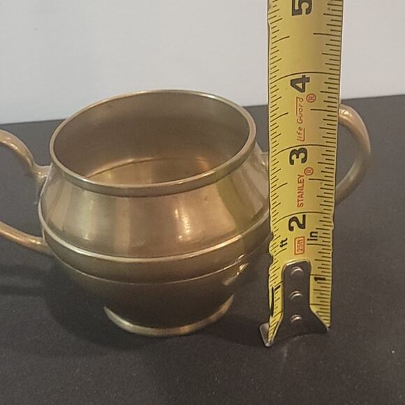 Vintage Brass Cup Mini Bowl Trinket Holder Double Handles 6" x 3.5" - Picture 8 of 9